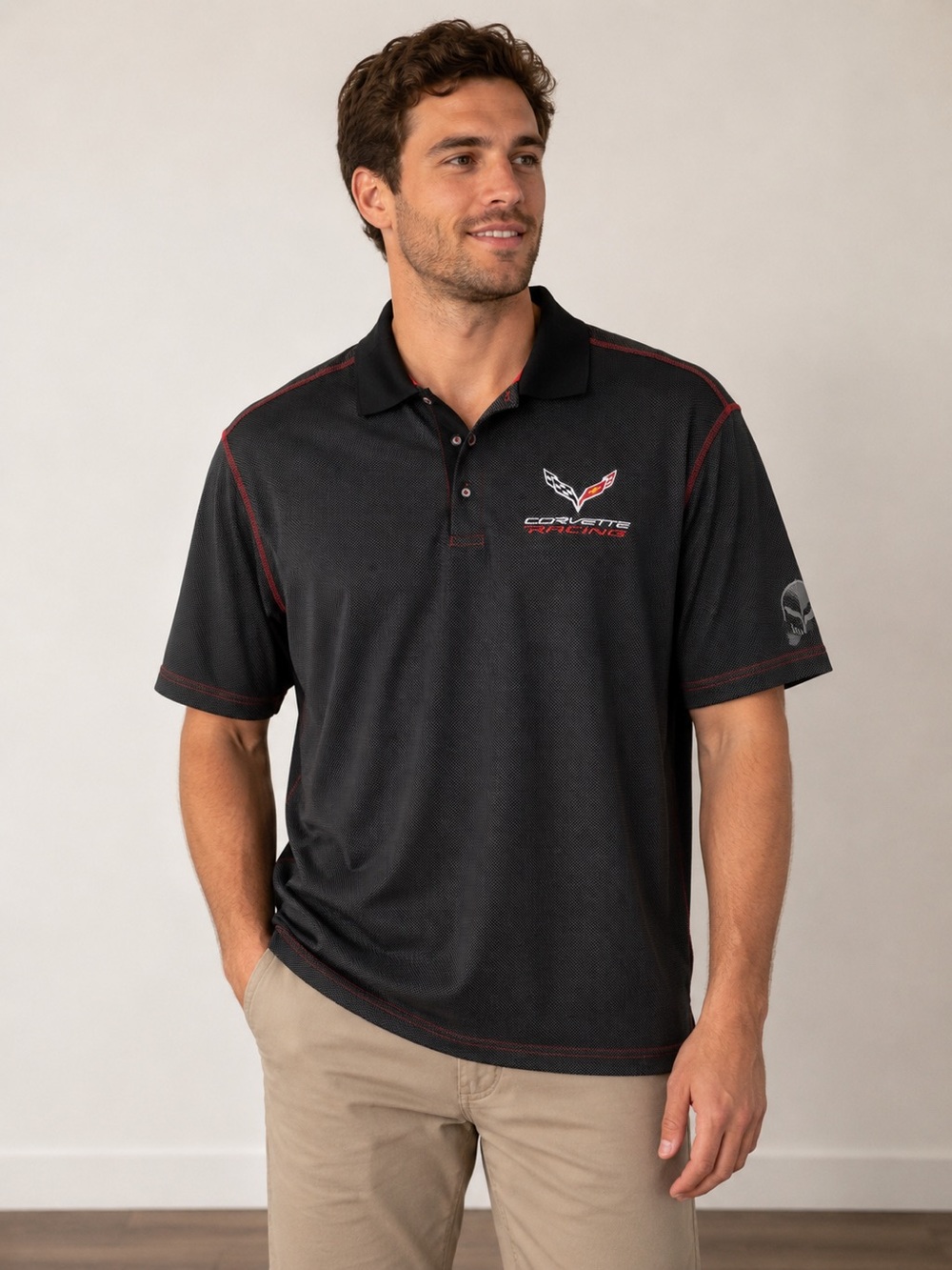Men’s Black Polo with Red Trim